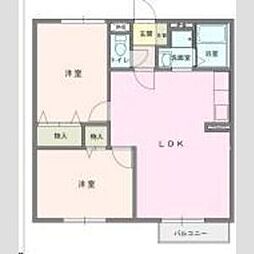 フォレストパークII 2階2LDKの間取り