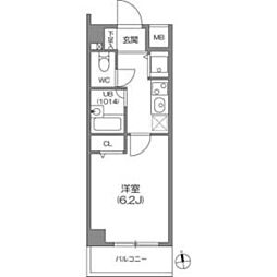 京王線 八幡山駅 徒歩10分の賃貸マンション 2階1Kの間取り