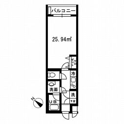 小田急小田原線 町田駅 徒歩5分の賃貸マンション 1階1Kの間取り