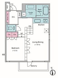 東急東横線 学芸大学駅 徒歩7分の賃貸マンション 2階ワンルームの間取り