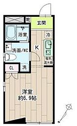 京急本線 京急鶴見駅 徒歩3分の賃貸マンション 2階ワンルームの間取り