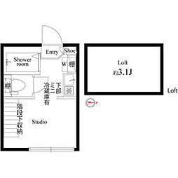 都営三田線 板橋区役所前駅 徒歩3分の賃貸アパート 1階ワンルームの間取り