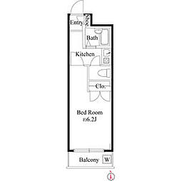 小田急小田原線 生田駅 徒歩7分の賃貸マンション 2階1Kの間取り