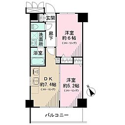 東武東上線 上板橋駅 徒歩7分の賃貸マンション 9階2DKの間取り