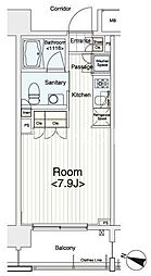イプセ多摩川緑地 5階ワンルームの間取り