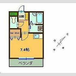 豊橋鉄道渥美線 小池駅 徒歩9分の賃貸アパート 1階ワンルームの間取り