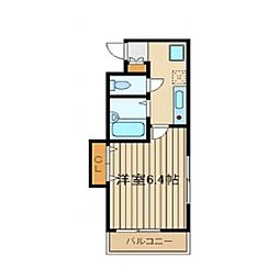 コスモ千川 2階1Kの間取り
