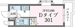 東急田園都市線 溝の口駅 徒歩9分の賃貸マンション 3階ワンルームの間取り
