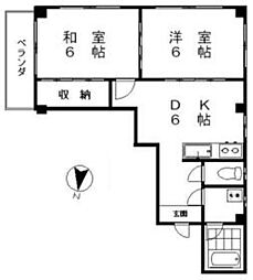 東京メトロ南北線 王子神谷駅 徒歩5分の賃貸マンション 2階2DKの間取り