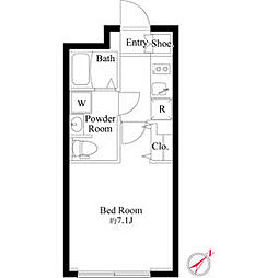 小田急小田原線 参宮橋駅 徒歩3分の賃貸マンション 5階1Kの間取り