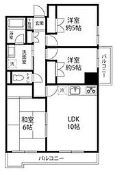 JR常磐線 松戸駅 徒歩11分の賃貸マンション 2階3LDKの間取り