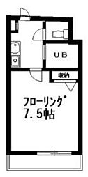 JR中央線 武蔵小金井駅 徒歩2分の賃貸マンション 3階1Kの間取り