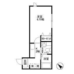 西武新宿線 下井草駅 徒歩7分の賃貸アパート 2階1Kの間取り