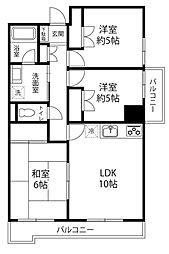 JR常磐線 松戸駅 徒歩11分の賃貸マンション 2階3LDKの間取り