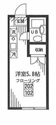 西武新宿線 井荻駅 徒歩10分の賃貸アパート 1階ワンルームの間取り