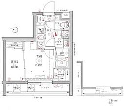 クレイシア西馬込 5階2Kの間取り