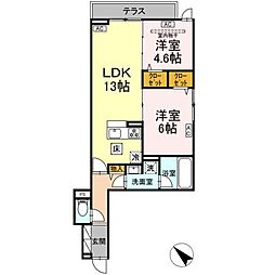 京成金町線 京成金町駅 徒歩14分の賃貸アパート 1階2LDKの間取り