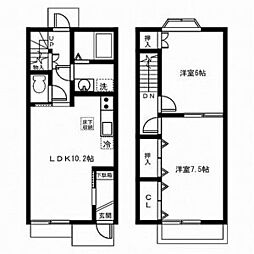 JR中央本線 神領駅 3.4kmの賃貸テラスハウス 1階2LDKの間取り