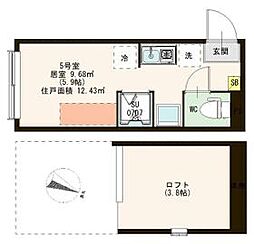 JR総武線 小岩駅 徒歩5分の賃貸アパート 2階ワンルームの間取り