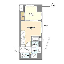 都営浅草線 戸越駅 徒歩6分の賃貸マンション 4階1DKの間取り