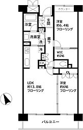 東葉高速鉄道 村上駅 徒歩2分の賃貸マンション 3階2LDKの間取り