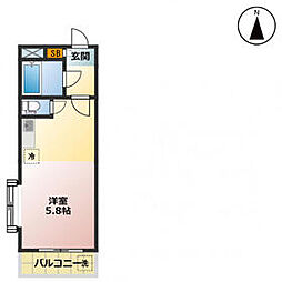 京王線 調布駅 徒歩10分の賃貸マンション 1階1DKの間取り