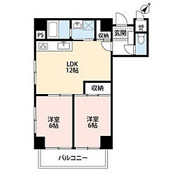 JR総武線 平井駅 徒歩5分の賃貸マンション 3階2LDKの間取り