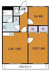 京王線 明大前駅 徒歩5分の賃貸マンション 2階1LDKの間取り