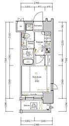 ジーベック平和島 10階1Kの間取り