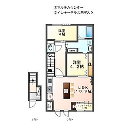 C`est chouette(セ シュエット) 2LDKの間取図画像