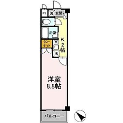 名鉄名古屋本線 一ツ木駅 徒歩3分の賃貸アパート 3階1Kの間取り