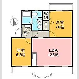 富士見ケ丘ハイツ 2LDKの間取図画像