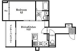 朝霞市本町3丁目アパート 1LDKの間取図画像