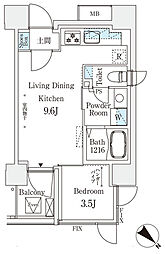 コスモグラシア大塚 1LDKの間取図画像
