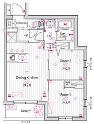 ガーラ・ステーション川崎久地 2DKの間取図画像
