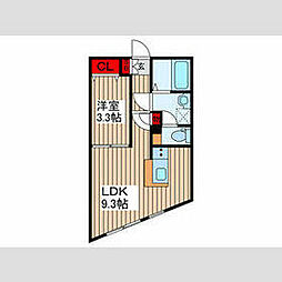 練馬区上石神井3丁目マンション 1LDKの間取図画像
