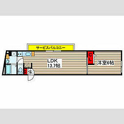 練馬区上石神井3丁目マンション 1LDKの間取図画像