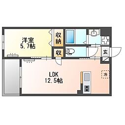 (仮)立川市一番町4丁目新築マンション 1LDKの間取図画像