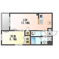 (仮)立川市一番町4丁目新築マンション 1LDKの間取図画像