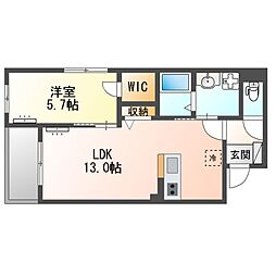 (仮)立川市一番町4丁目新築マンション 1LDKの間取図画像