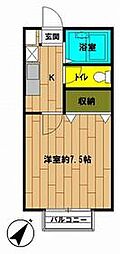 プレジールN 1Kの間取図画像