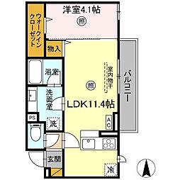 水戸市石川4丁目アパート 1LDKの間取図画像