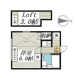 クリスタルハイツ 1Kの間取図画像