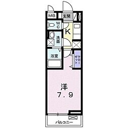 アザレアコート 1Kの間取図画像
