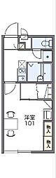 レオパレスTAKAYANAGI 1Kの間取図画像