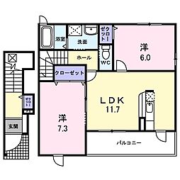 アザレア1 2LDKの間取図画像