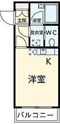 ピッコロ西ケ原 1階ワンルームの間取り