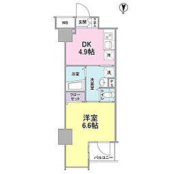 W723 1DKの間取図画像