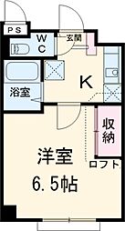プラージュ幕張 2階ワンルームの間取り