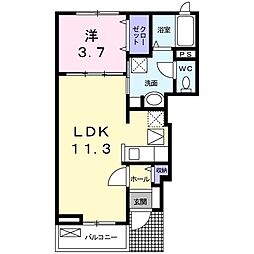 カルテットB 1LDKの間取図画像